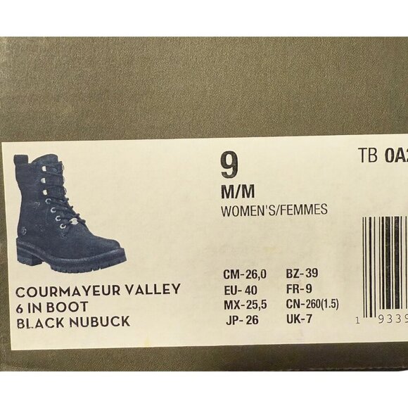 Womens Timberland Courmayeur Valley 6" Black Boots - Size 9 - Picture 13 of 15